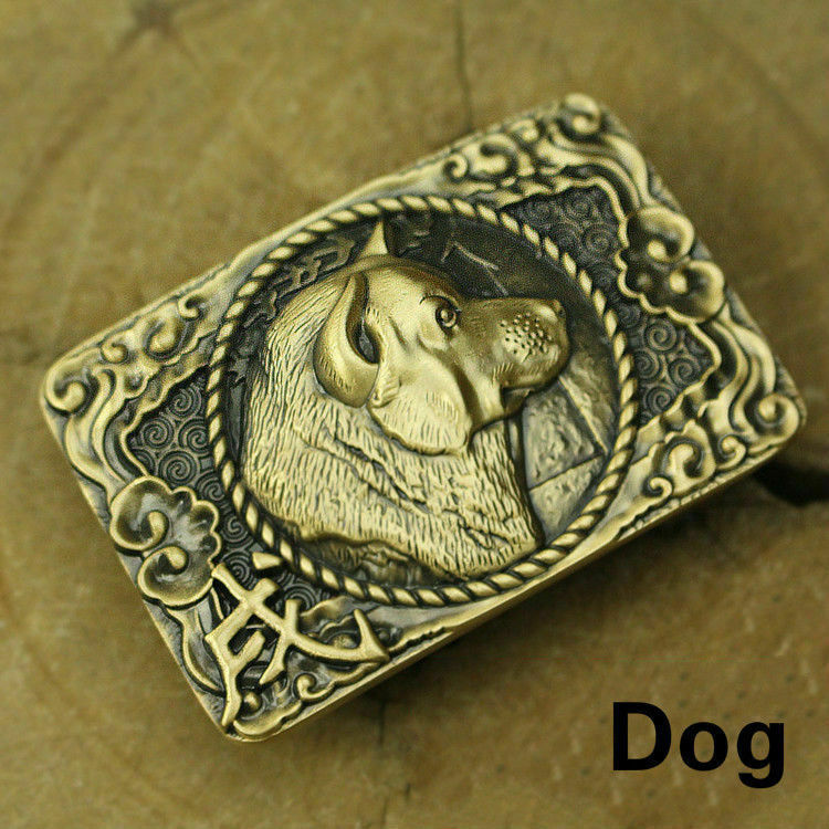 Chinese Zodiac Belt Buckles Brass Golden Toad Embossed Buckle Head Retro Decor