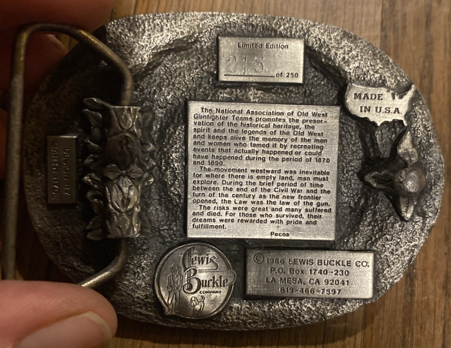 Vintage 1870-1890 OLD WEST GUNFIGHTERS Limited Edition 215 Belt Buckle U.S.A