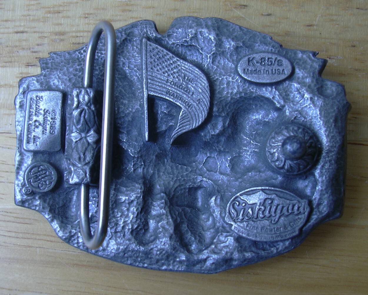 Vietnam Veteran 3D Pewter Belt Buckle Siskiyou K-85/s 1989 Forgotten Warrior USA