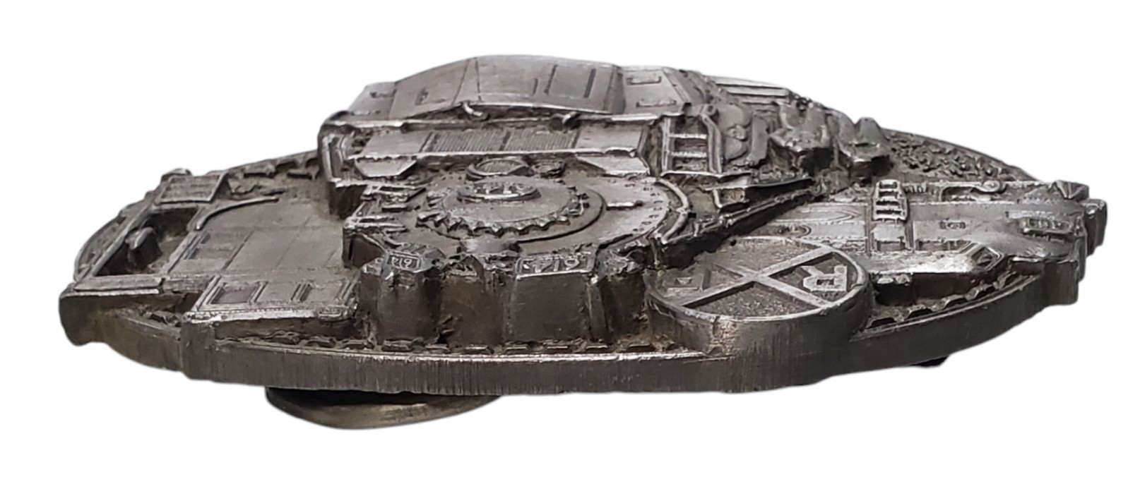 Vtg C&J Pewter Belt Buckle CJ 1050 Steam Train Locomotive Railroad 1986 USA