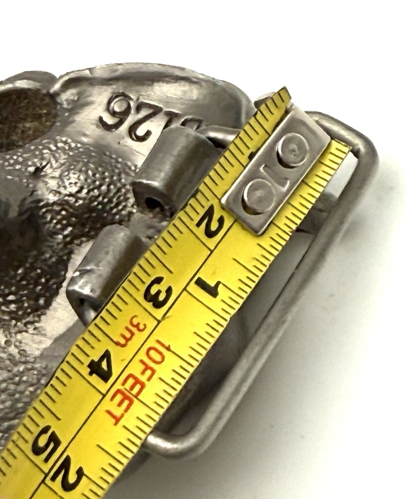 Skull Belt Buckle Rose In Mouth Pewter Silver Tone Marked HB126 Unisex Biker