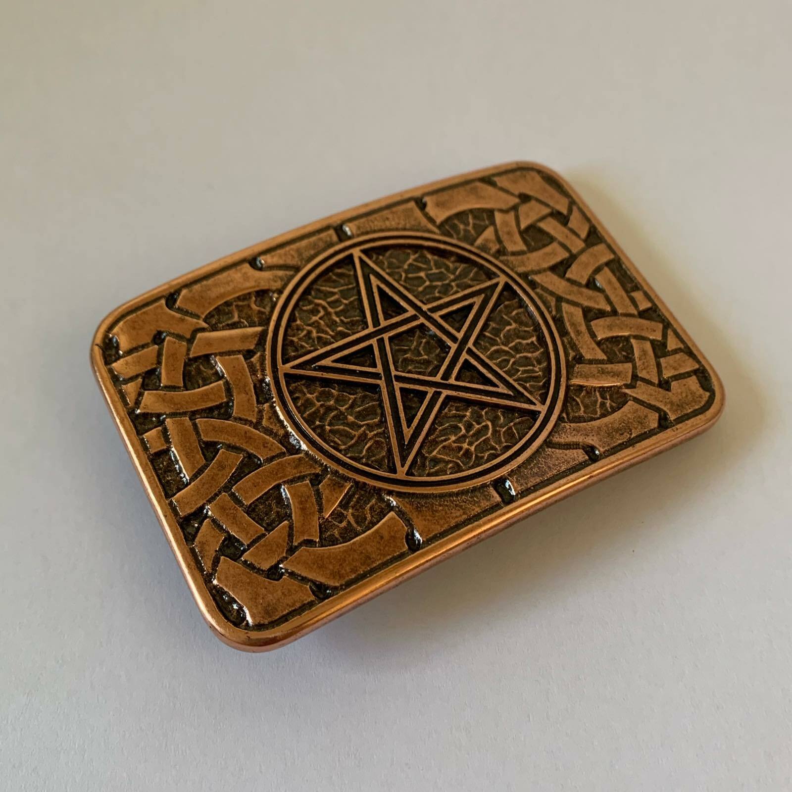 Pentagram Celtic Knot Belt Buckle Five Pointed Star Rectangular Occult Wiccan