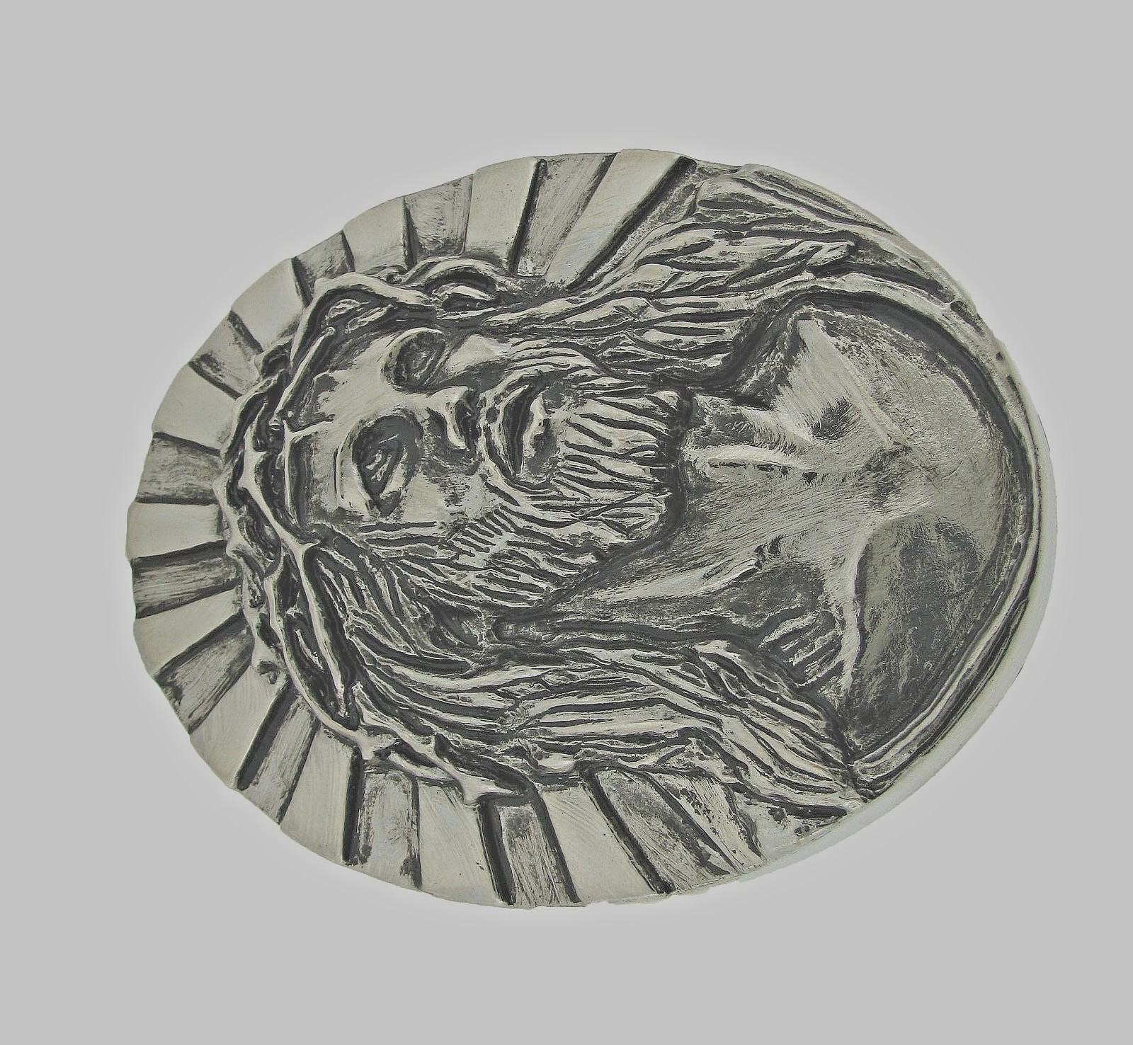 Jesus Image Belt Buckles Men Women Brushed Antiqued Vintage Gray Metal Western