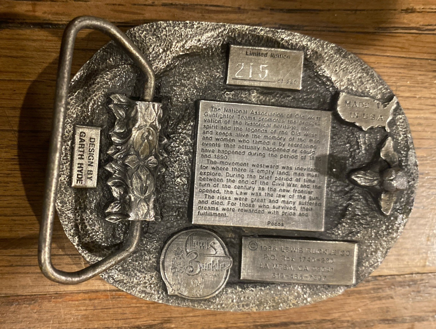 Vintage 1870-1890 OLD WEST GUNFIGHTERS Limited Edition 215 Belt Buckle U.S.A