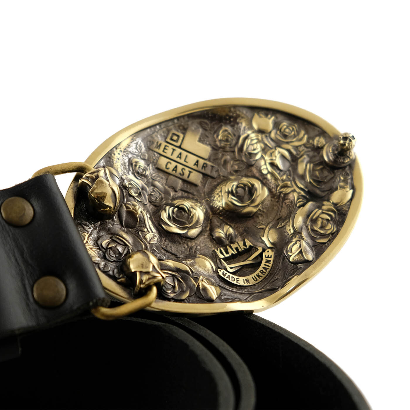 Santa Muerte belt buckle, solid brass Skull El Día de Muertos