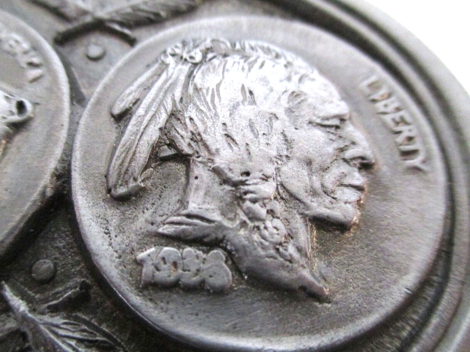 Buckles of America 3&Prime; INDIAN NICKEL BUFFALO COIN BELT BUCKLE BA-107 PEWTER AZ24