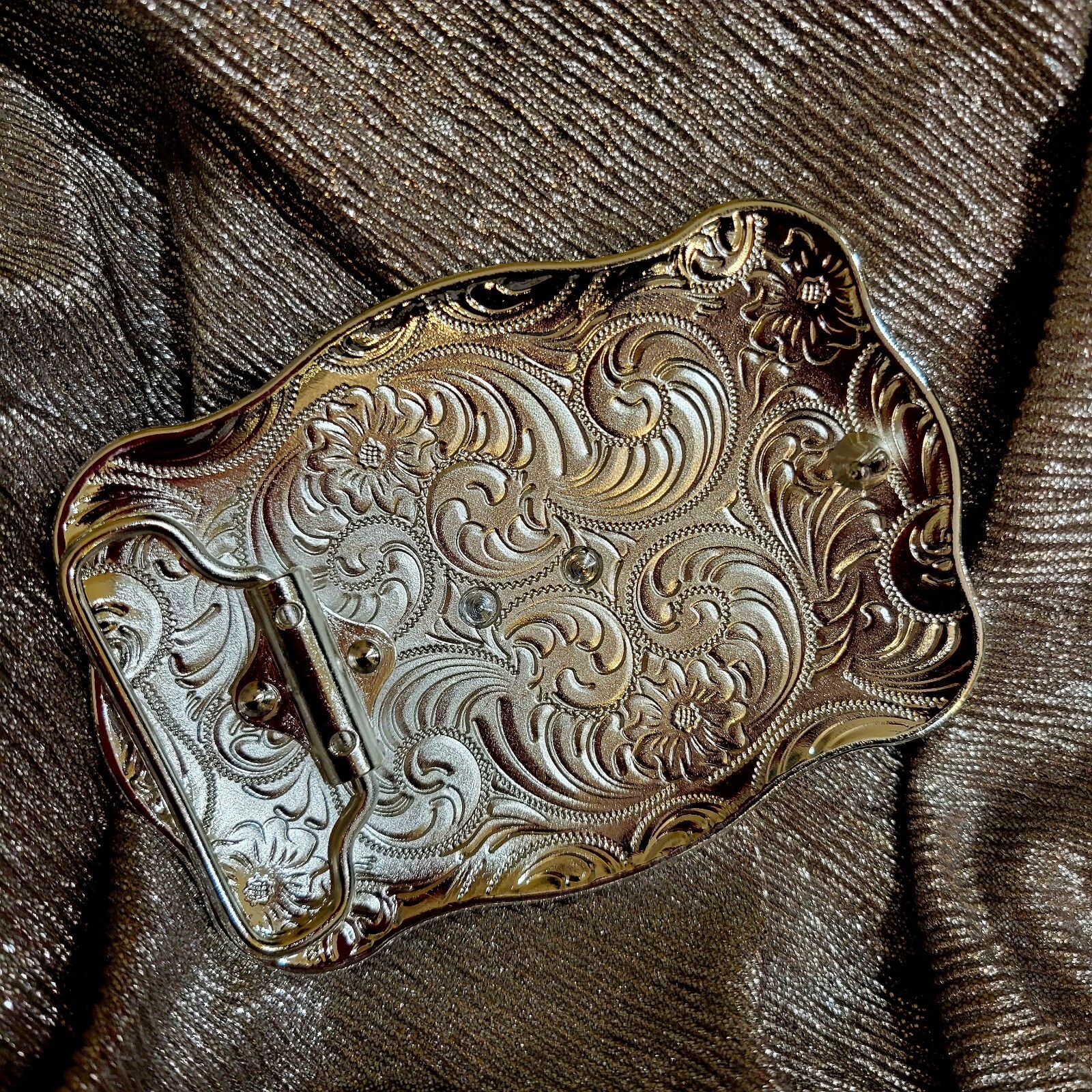 Running horse Western belt Buckle Rose Tone silver 1.5 2 » belt 4.5 x 3.5 inch