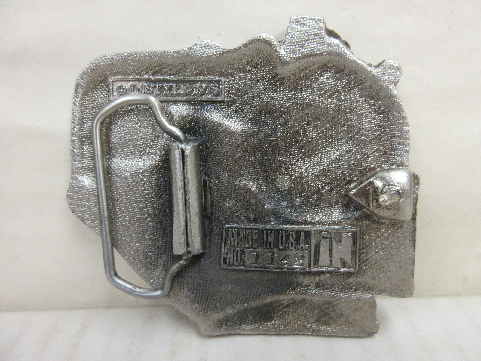 1970s InStyle Locomotive Train Belt Buckle White Metal Men&rsquo;s Fashion Accessory