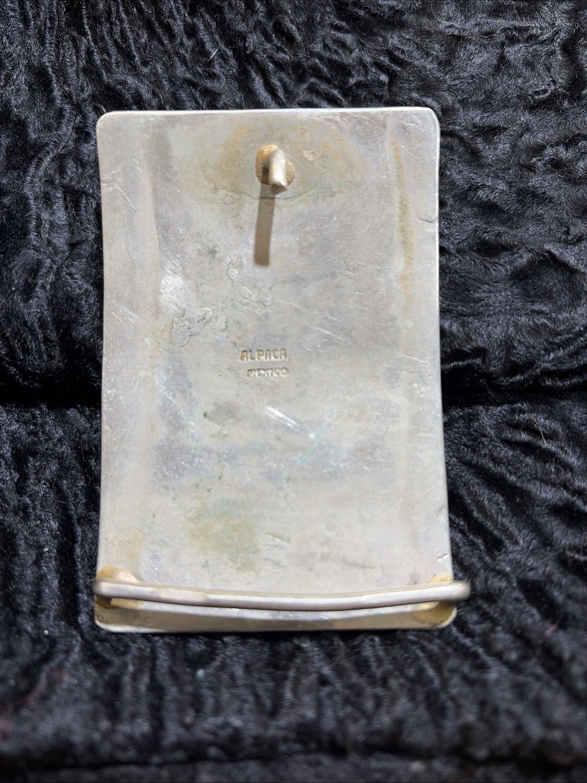 VINTAGE Belt Buckle Abalone/Brass/Silver Peace Dove ALPACA Mexico~ 3.5” X 2.5”