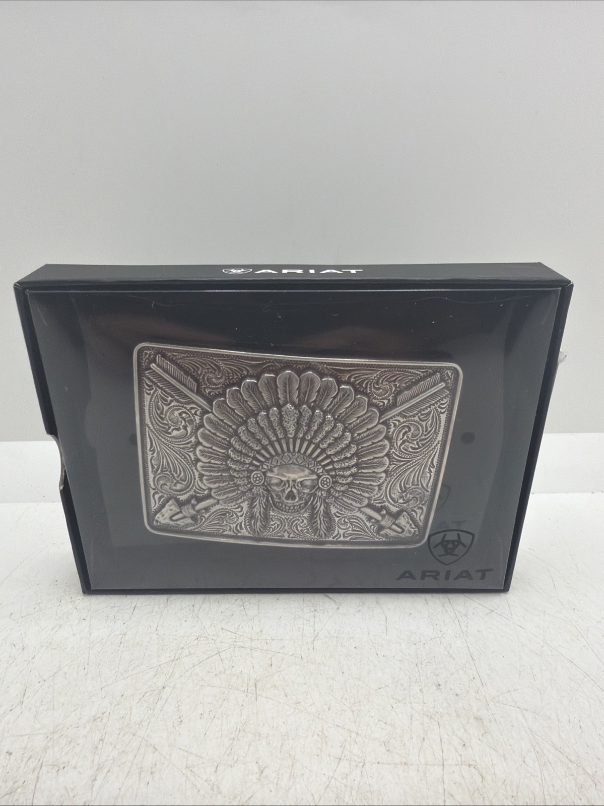 Ariat Men&rsquo;s Rectangle Chief Skull Buckle A37009 New