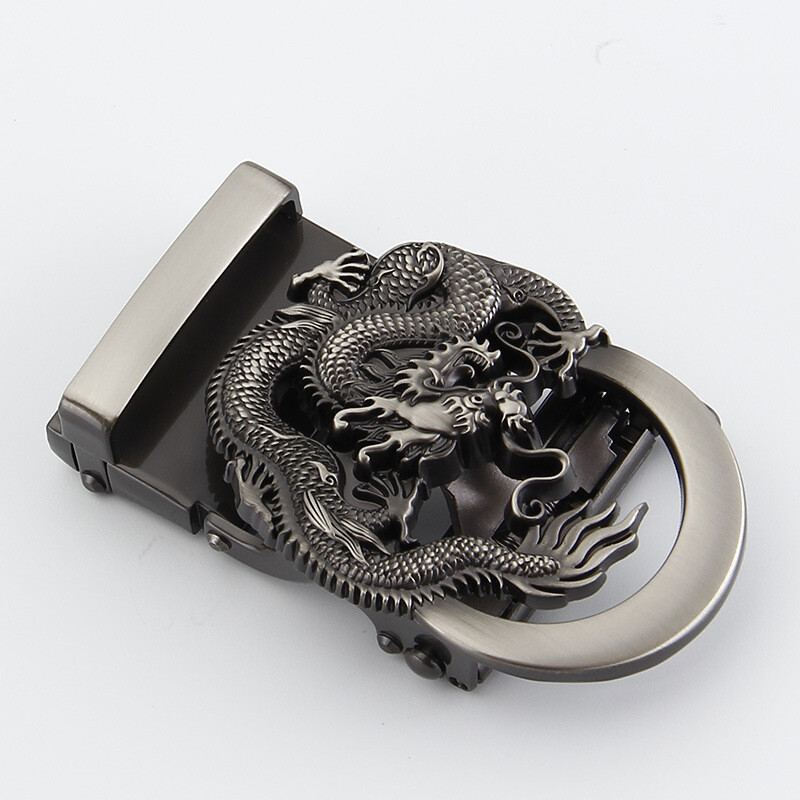 1PC Ratchet Belt Buckle Replacement Dragon Metal Gold Black Retro 1.37&Prime;/35mm