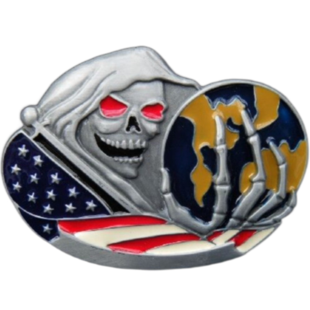 Grim Reaper Skull Belt Buckles Skulls Skeletons Wizards World Flags Buckle