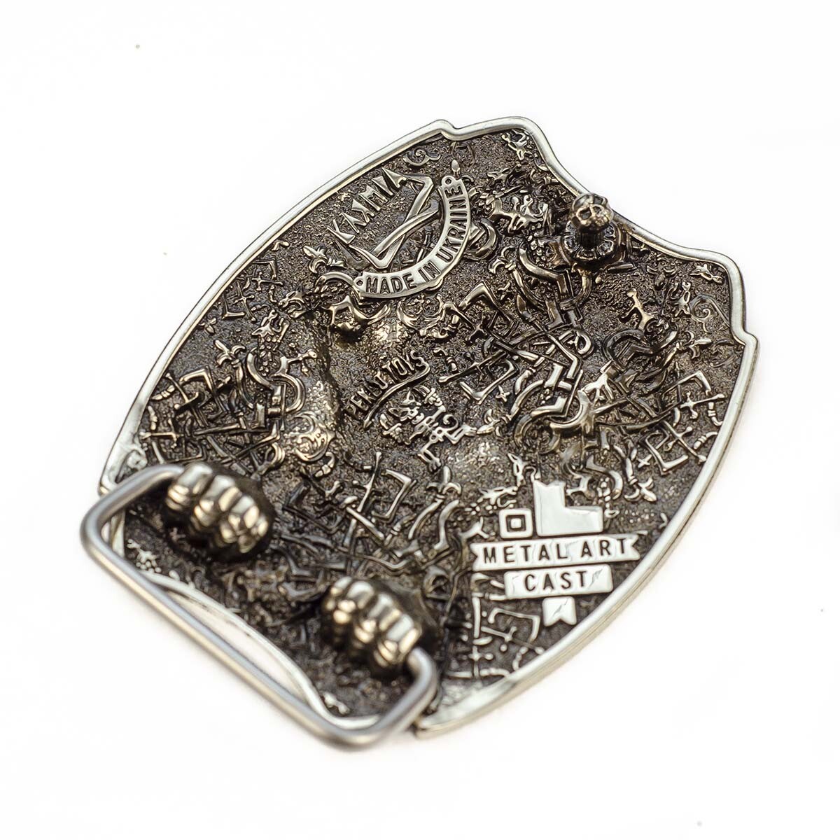 Semargl german silver belt buckle, Mythical winged lion Simargl belt buckle