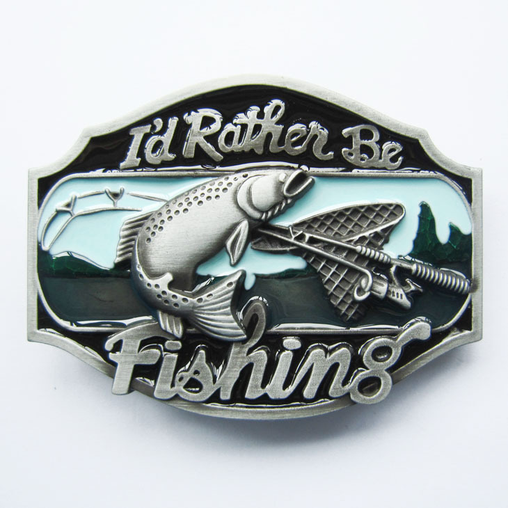 Vintage Style Rather Be Fishing Fish Belt Buckle also Stock in US