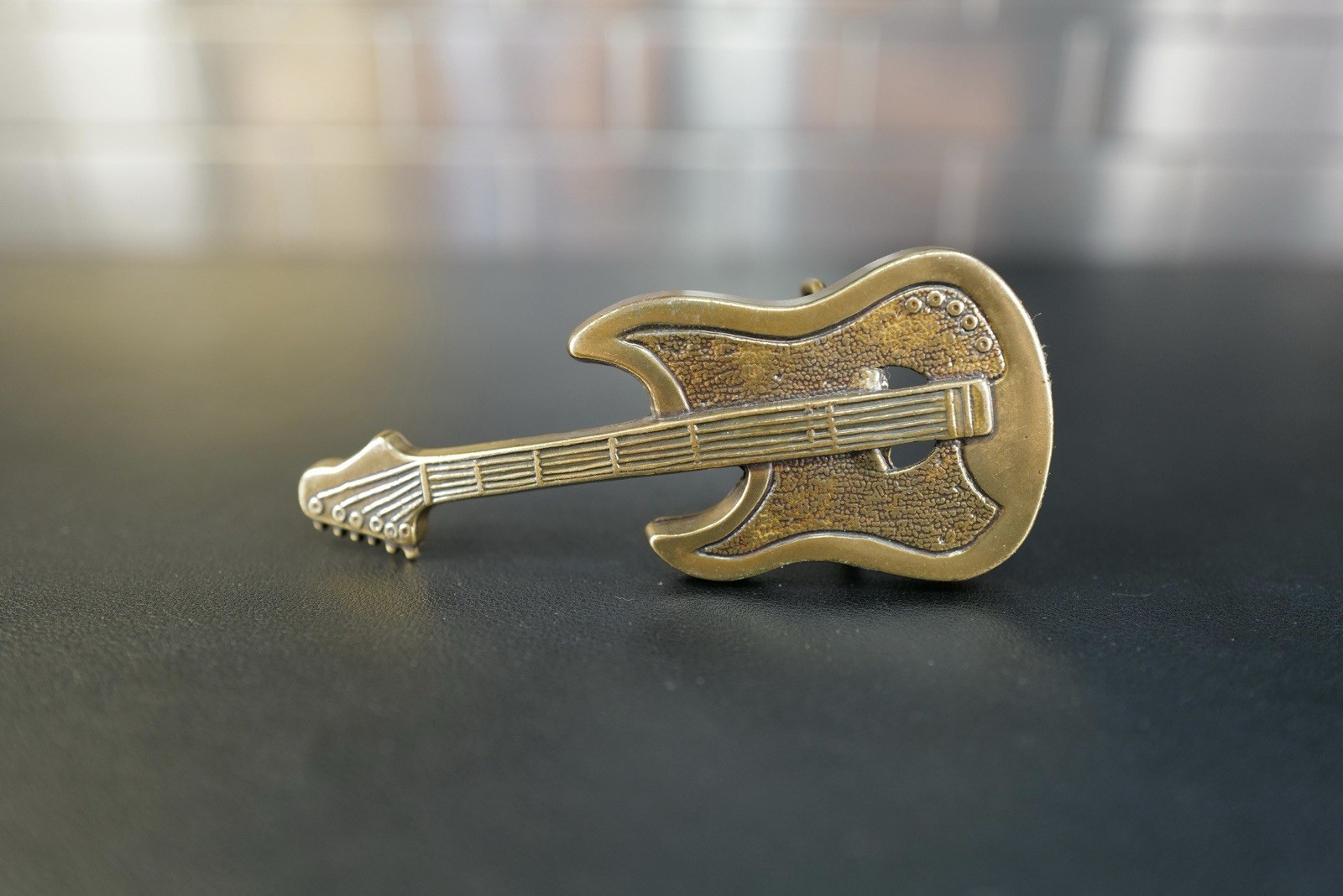 Guitar Belt Buckle – Brass Instrument Music Buckle 4 3/4s inches long Rock