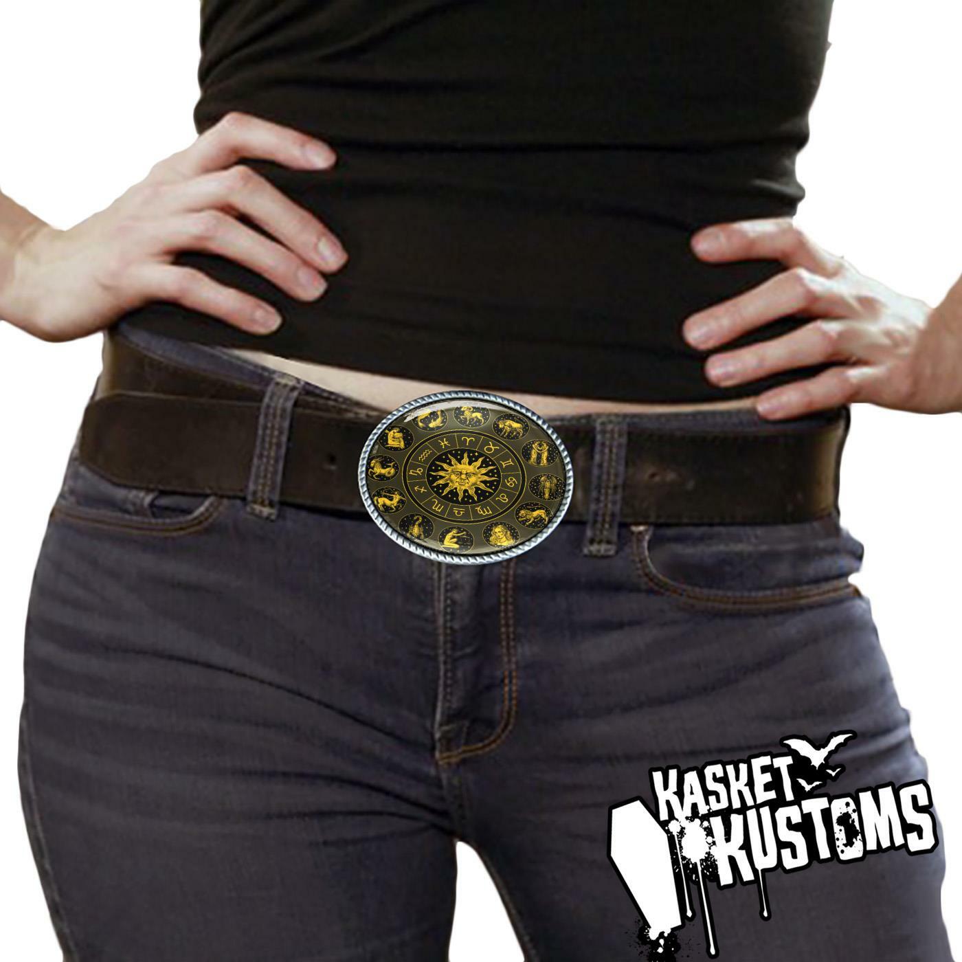 Zodiac Wheel Belt Buckle – Astrology Sun Handmade Buckle – 40