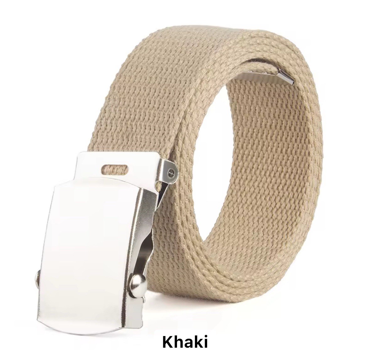 2 Belt (black and Khaki ), Cotton Belt, Silver Buckle, 54 Inches Long – $14.99