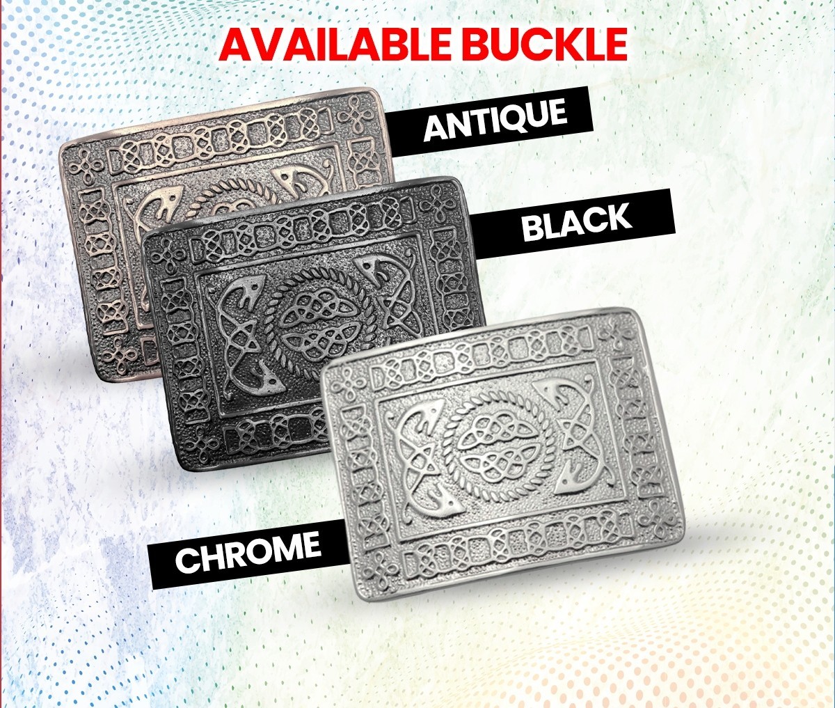 Scottish & Highland Kilt Belt Buckle Celtic Design High Quality Antique Finish