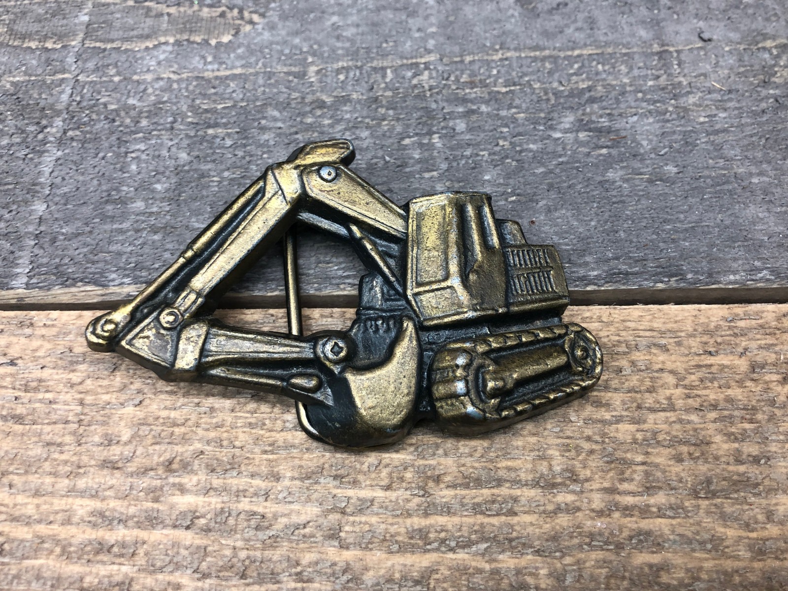 Vintage 1970s Construction Loader- Backhoe Belt Buckle 3 1/2&Prime; Wide 5A