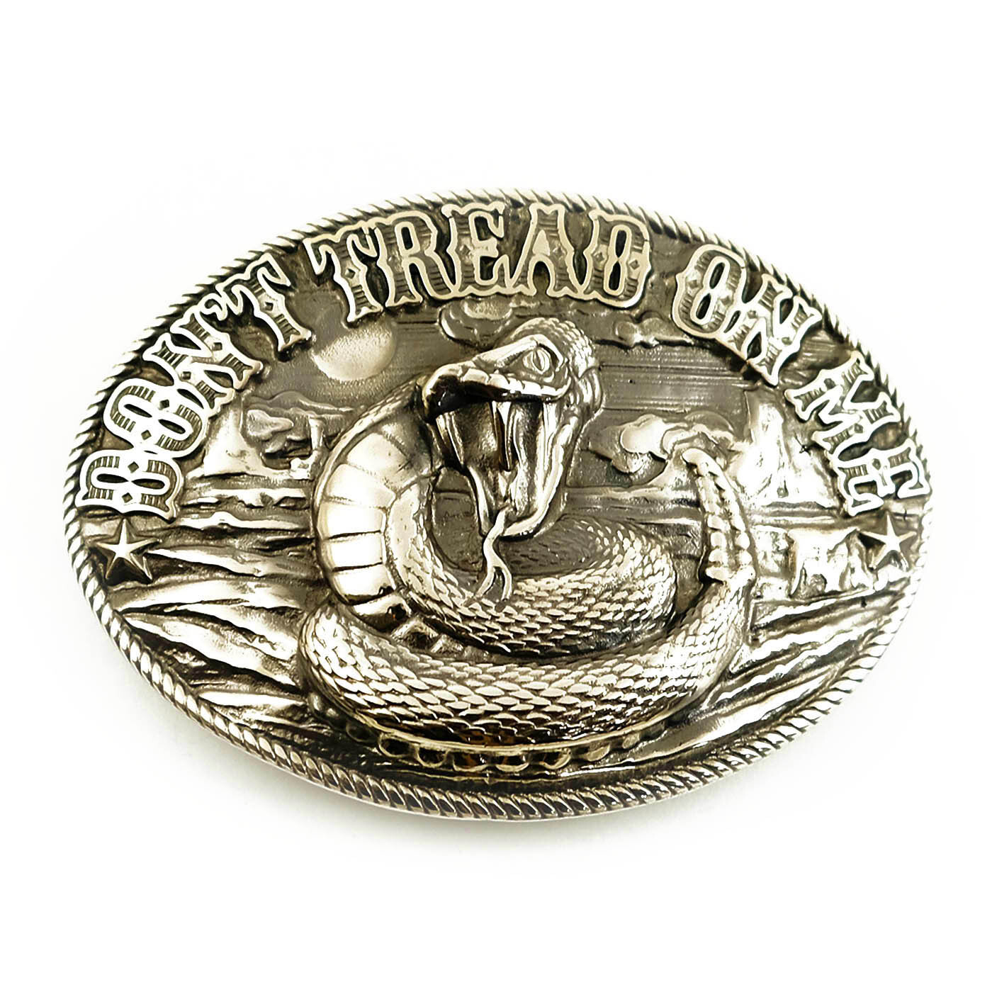 Don&rsquo;t Tread on Me german silver belt buckle, Historical American flag buckle