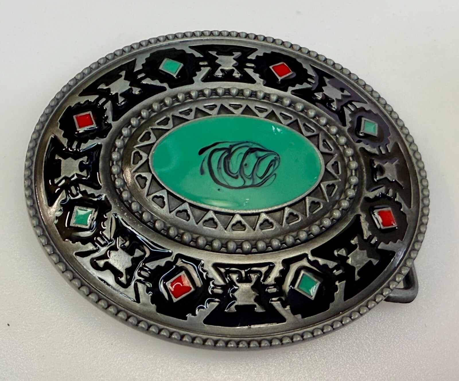 Southwestern Style Native Indian Tribal Art Pattern Enameled Colors Belt Buckle