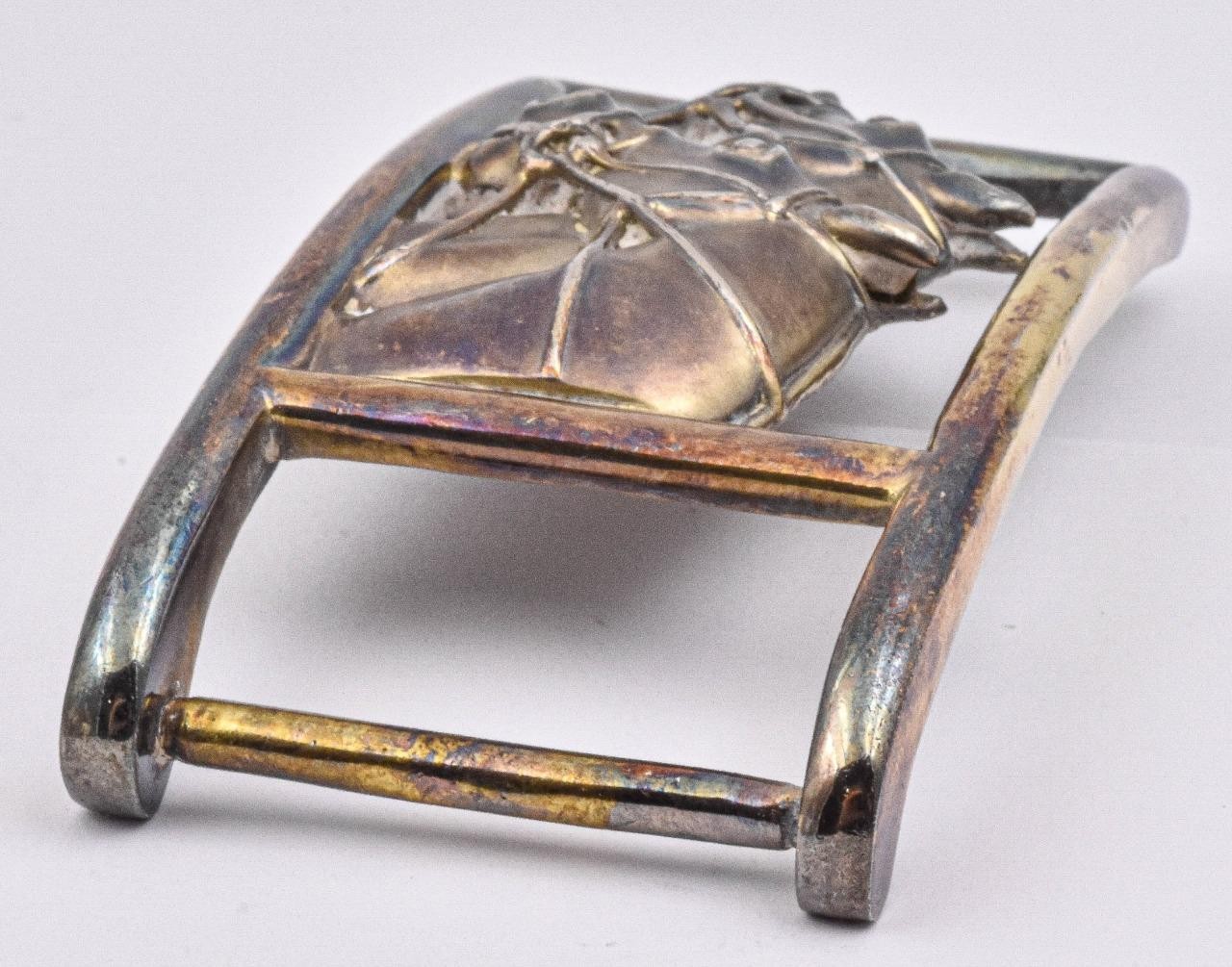 New old stock Sterling Silver B Kieselstein-Cord Double Race Horse Belt Buckle