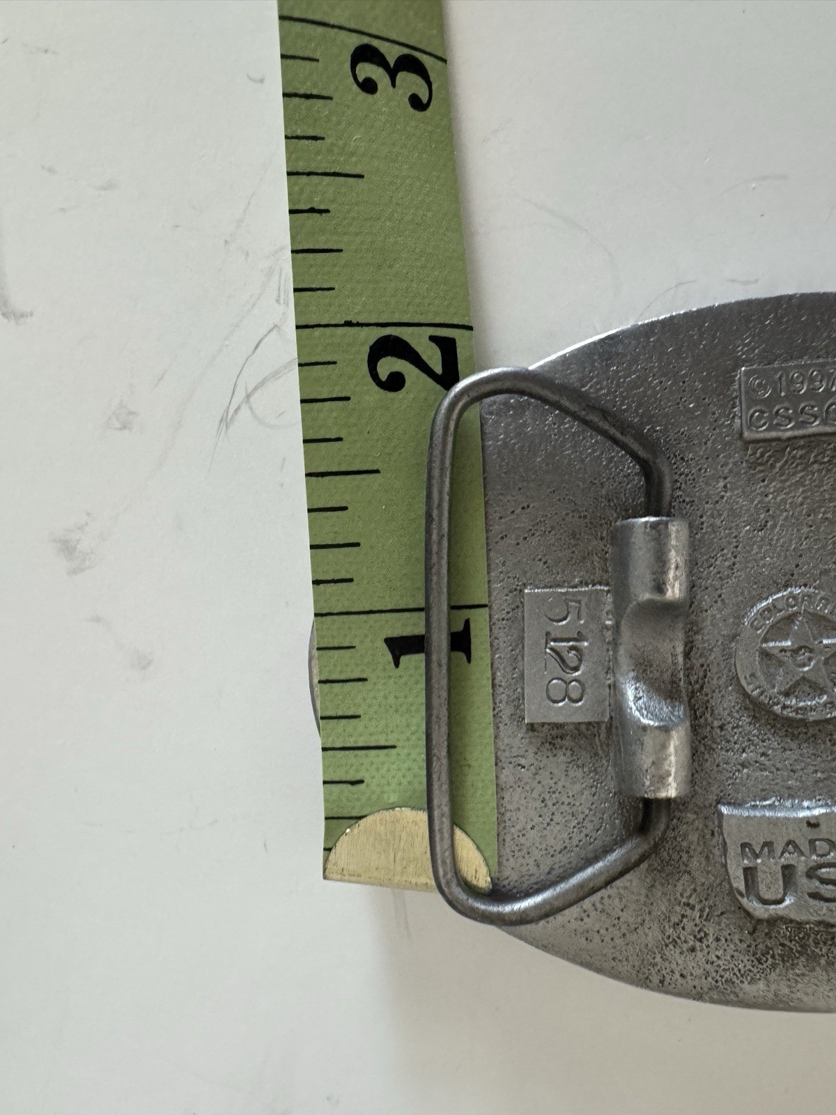 U.S. Marines Belt Buckle Pewter & Red Enamel Vintage United States Marine Corps