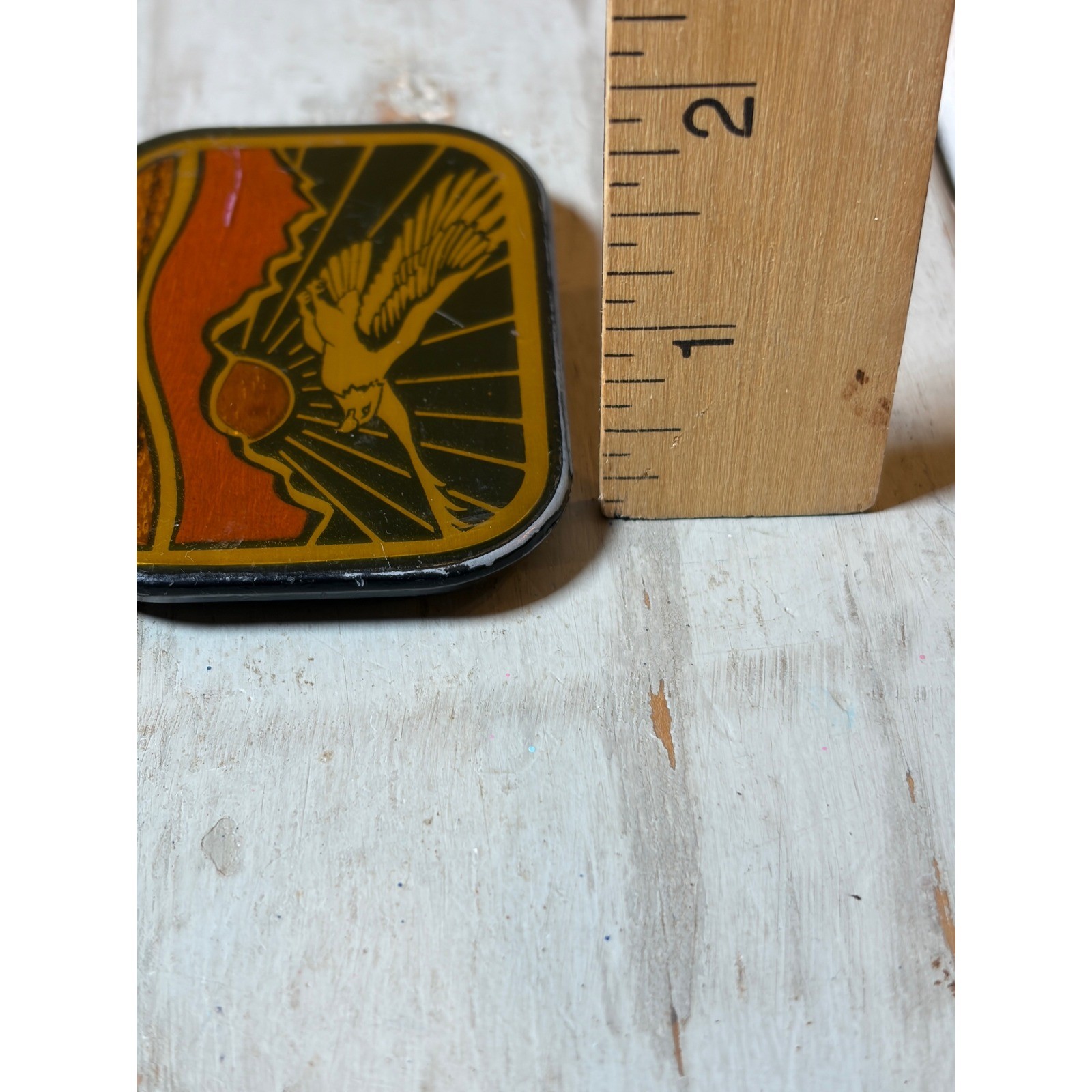 Vintage Harmon Design Colorado Eagle Belt Buckle Western Mountain Sunrise Enamel