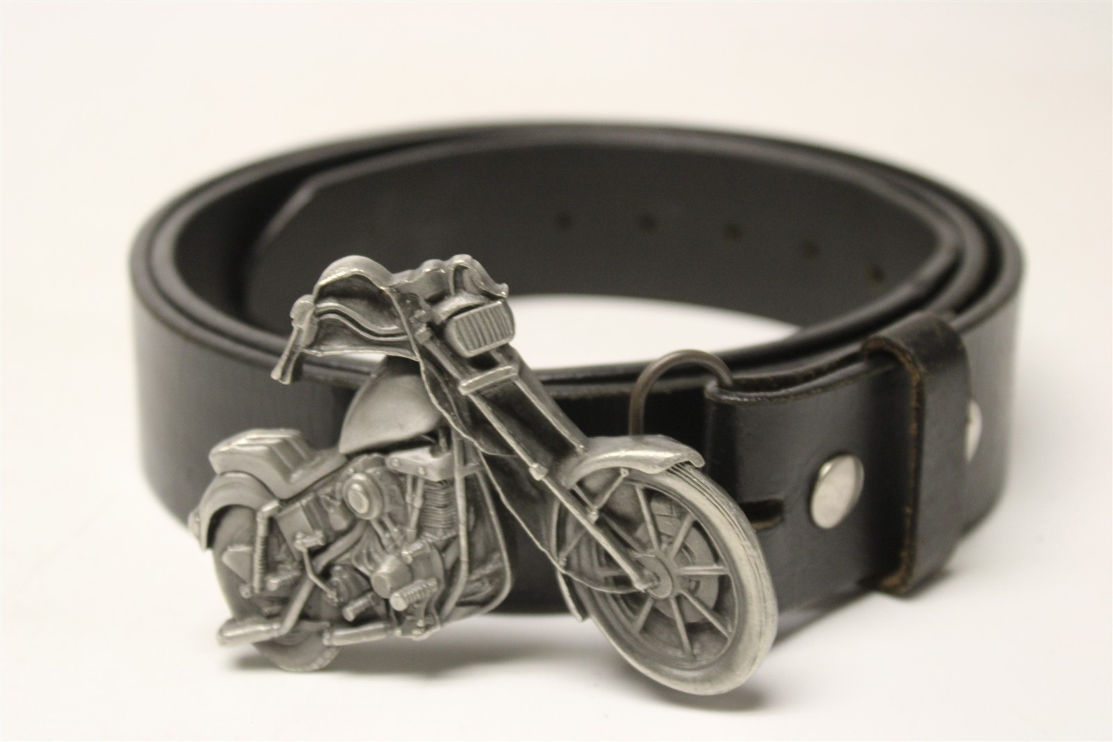 Bergamot Brass Works 1979 USA Made Motorcycle Belt Buckle 42-44 Leather Belt