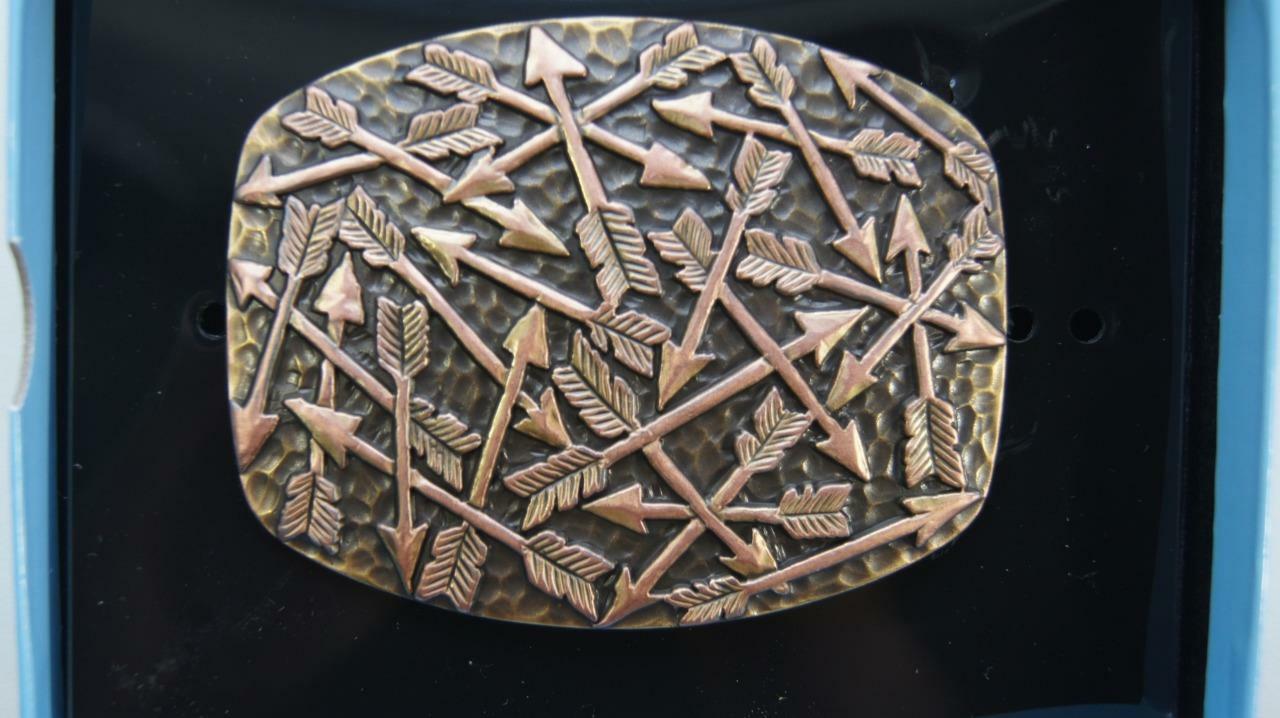 Nocona Western HAMMERED EDGE Belt Buckle Brass Copper Arrows 37714