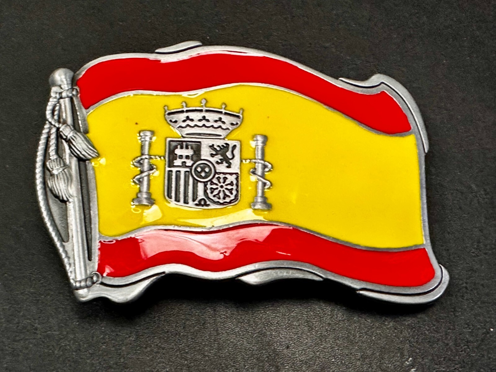 Spain Spanish Madrid Barcelona Flags Enameled Figural Patriotic Belt Buckles