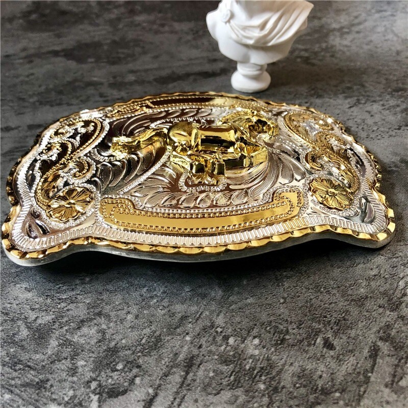 Rock Bull Ride Rodeo Long Huge Big Cowboy Texas Western Shine Belt Buckle Horse