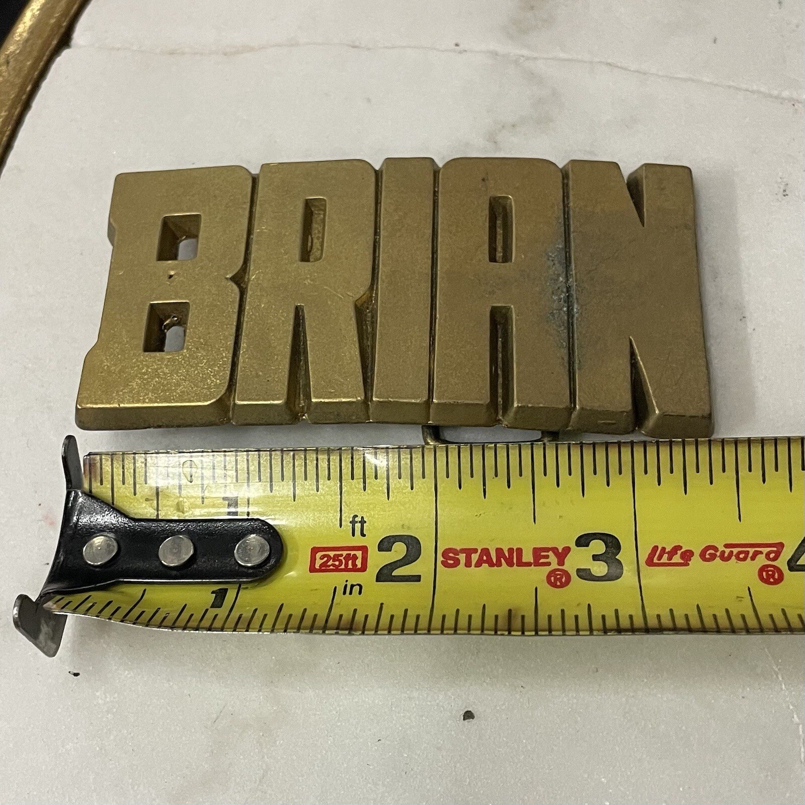 Vintage 70&rsquo;s ~ BRIAN ~ Antique Brass ~ USA Handcrafted ROYP Belt Buckle ~