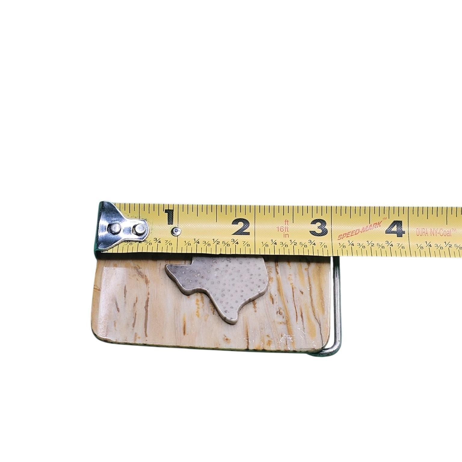 Texas State Belt Buckle Natural Wood Silver Metal