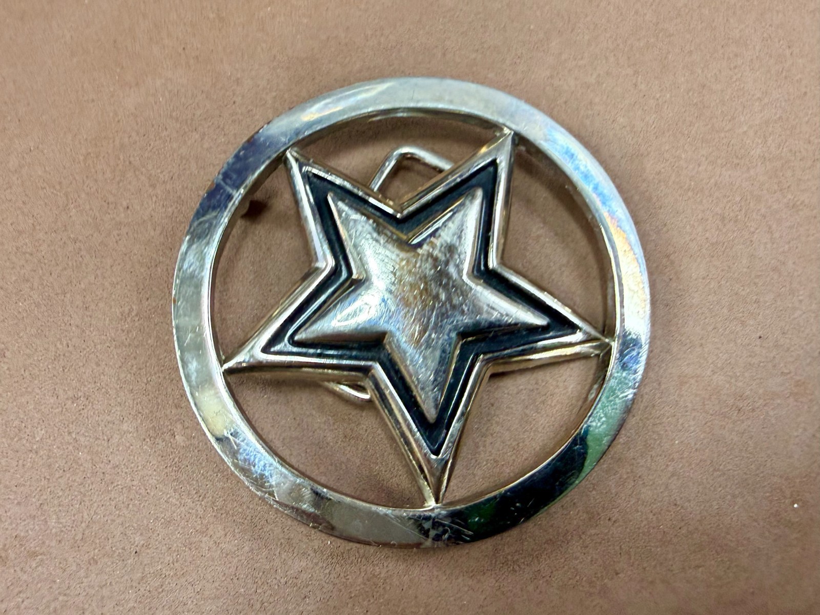 Famous Stars & Straps Five Point Star Logo See-Trough Silver Color Belt Buckle