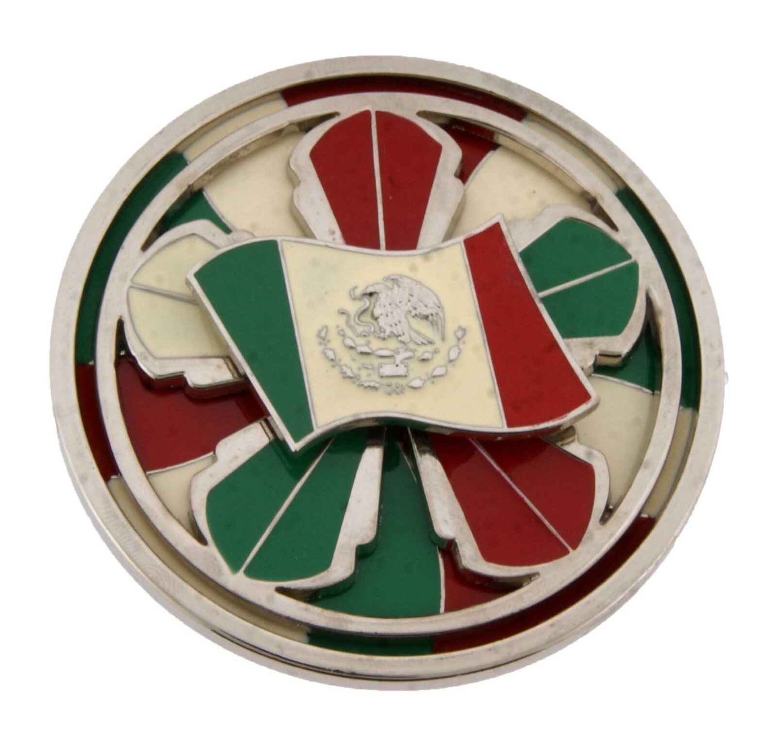 Spinner Mexico Flag Belt Buckle Western Cowboy Rodeo Mexican New Men Women Metal