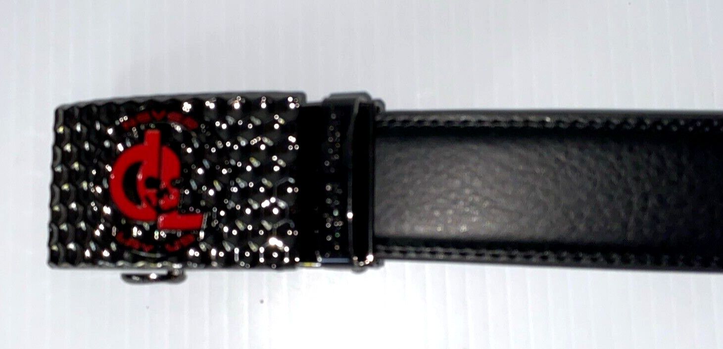 Golf Belt Buckle & Leather Belt Removable Magnetic Ball Marker Ratchet Dog Leg