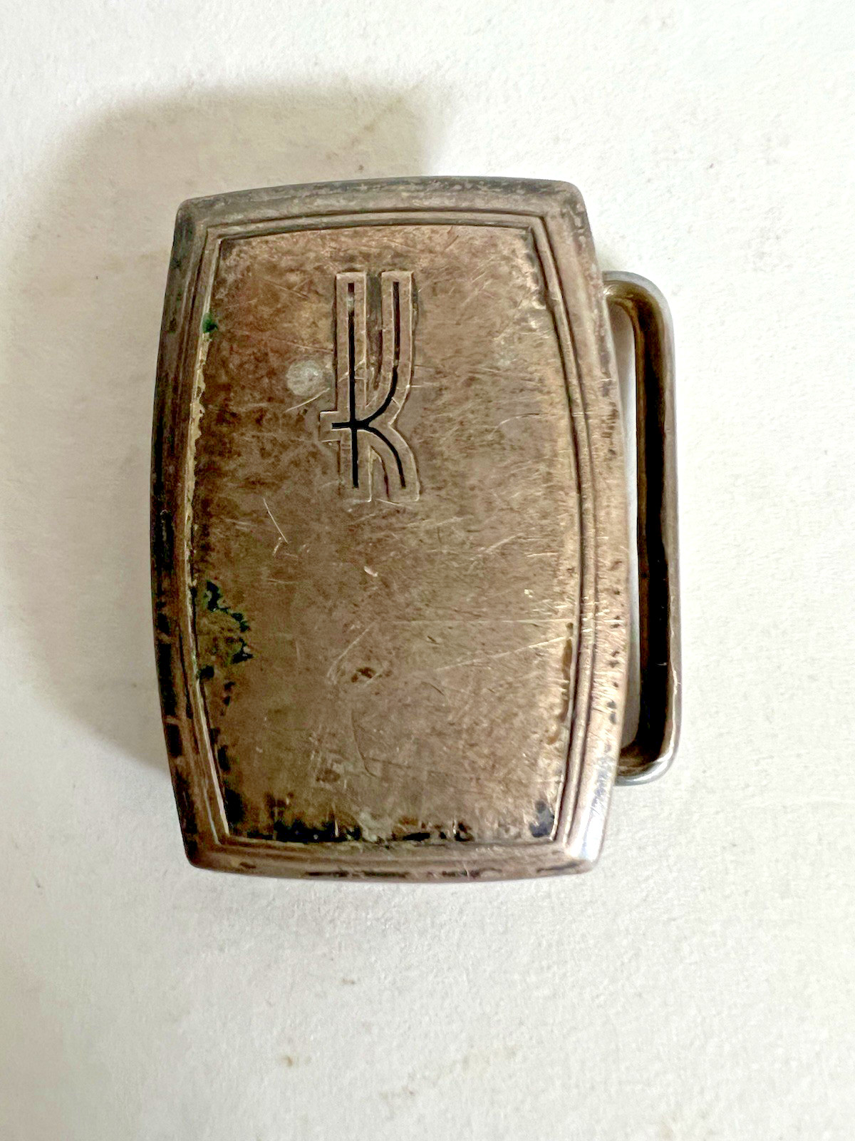 Vintage HICKOK Sterling Art Deco BELT BUCKLE / « K » 3D Monogram