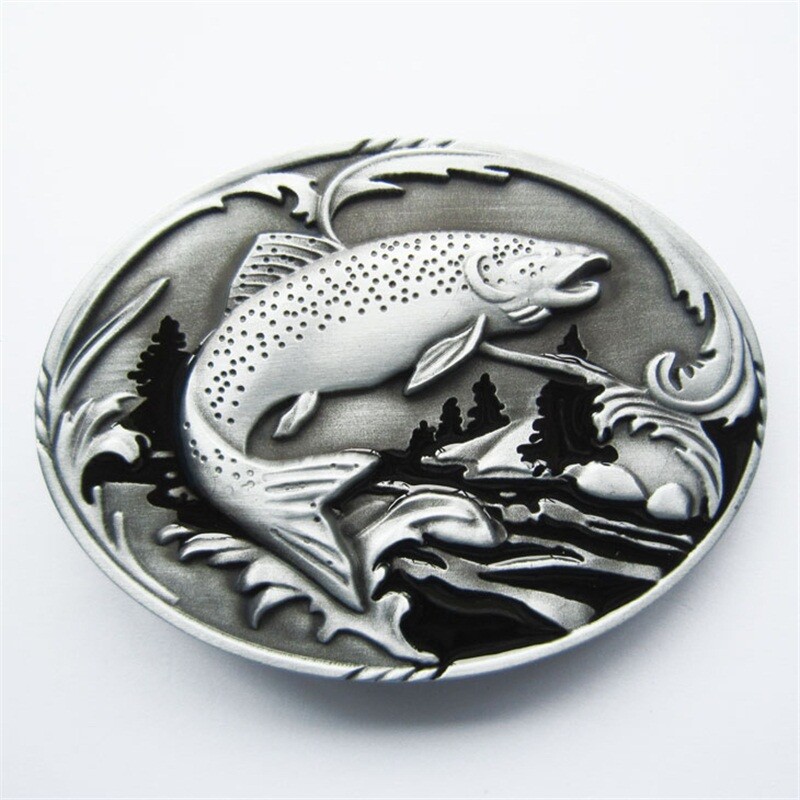 Fish Fishing Wildlife Fisherman Western Oval Belt Buckle also Stock in US