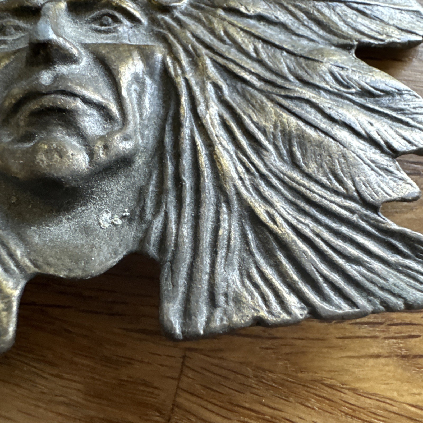 vintage 1970s belt buckle CHIEF native american INDIAN HEAD cowboy WESTERN brass