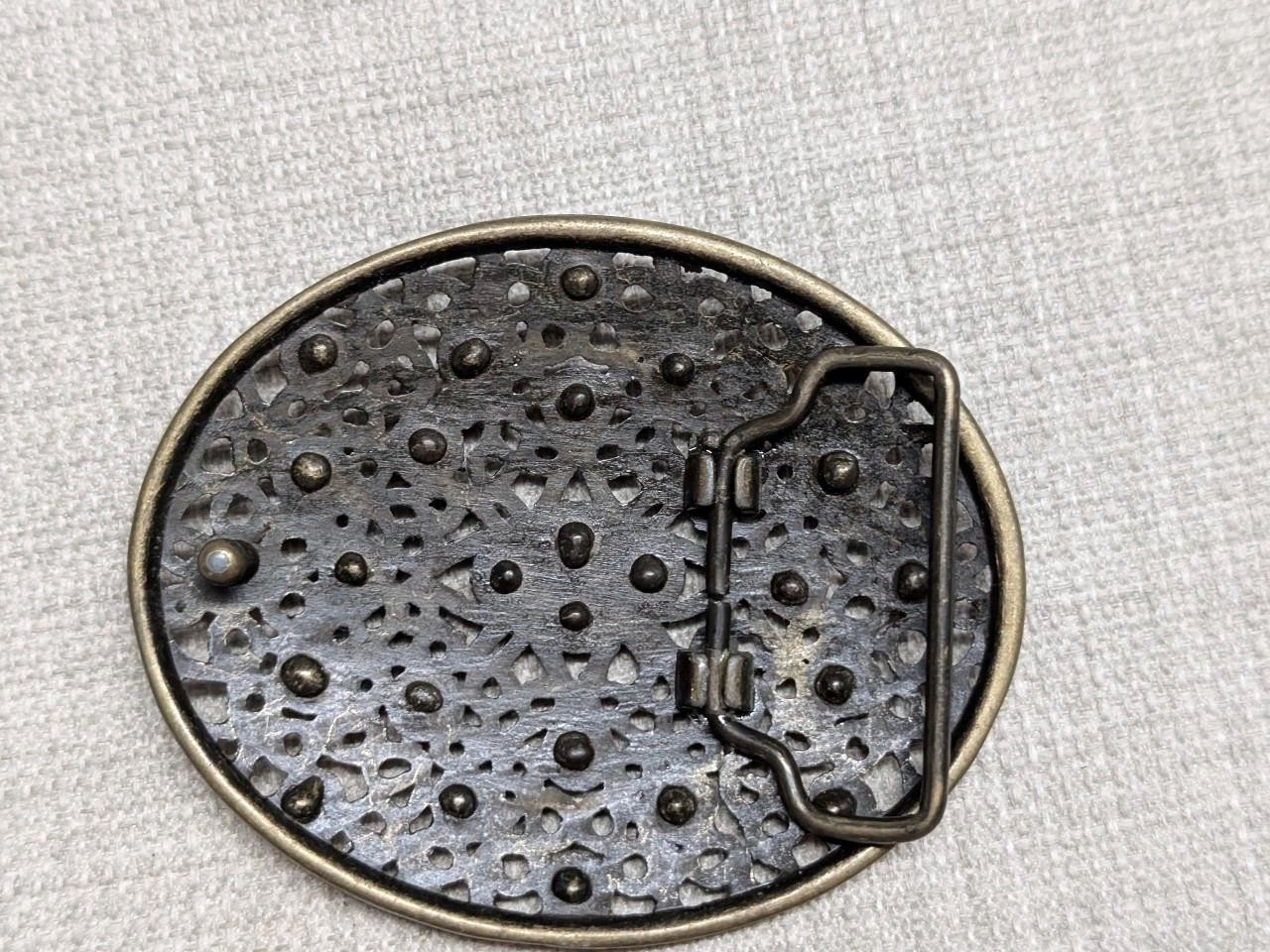 vintage Y2K belt buckle RHINESTONE webbed WESTERN brass cowboy STUDDED