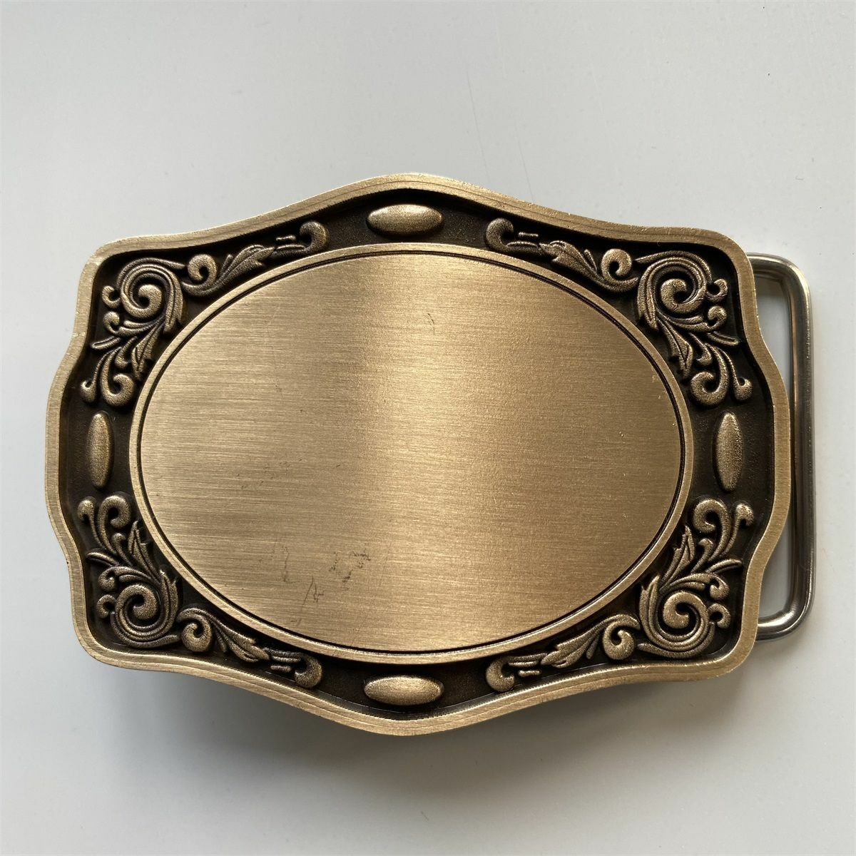 Western Edge Flower Trims Bronze Plated Blank Metal Belt Buckle