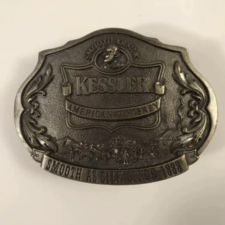 Vintage Kessler American Whiskey Western Brass Belt Buckle Limited Edition 1993
