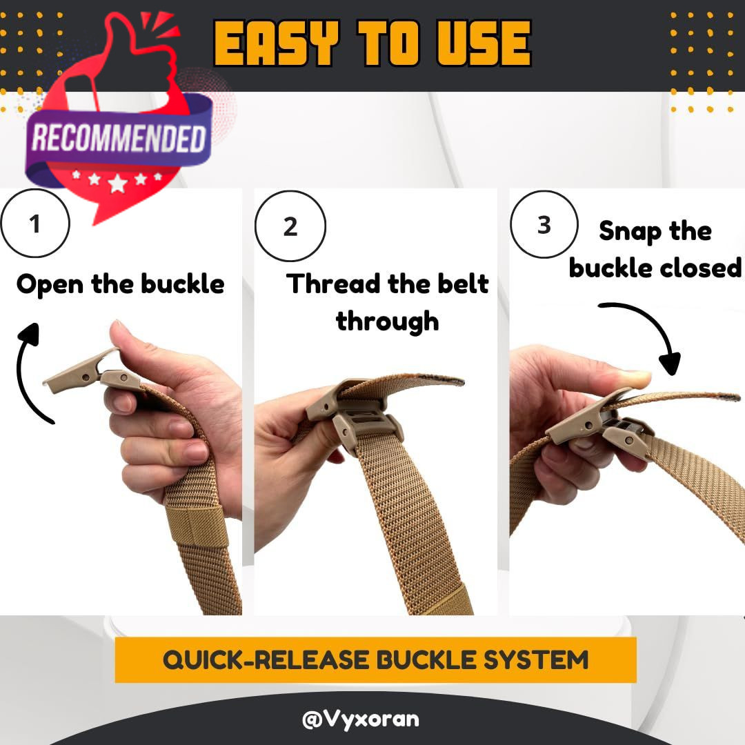 1/2 Pack Nylon Belts For Men Military Tactical Slide Plastic Buckle Belt