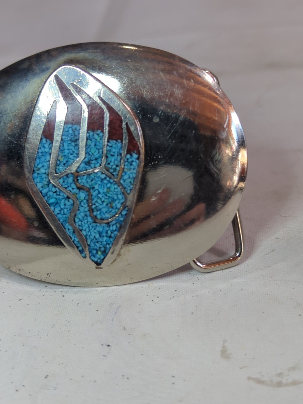 Vintage Native American Turquoise bear paw belt buckle