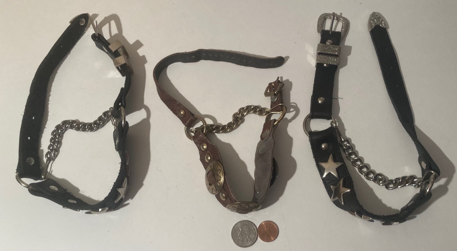 Vintage Lot of 3 Leather and Metal Horse Accessories, Bits, Bridle, Harness, Nic