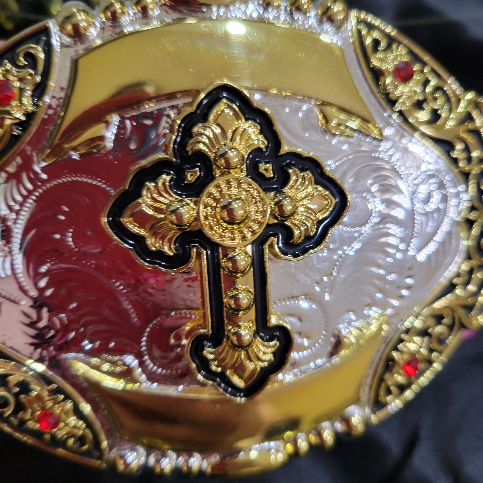Cross Western belt Buckle Gold Silver red Religious Gift Item
