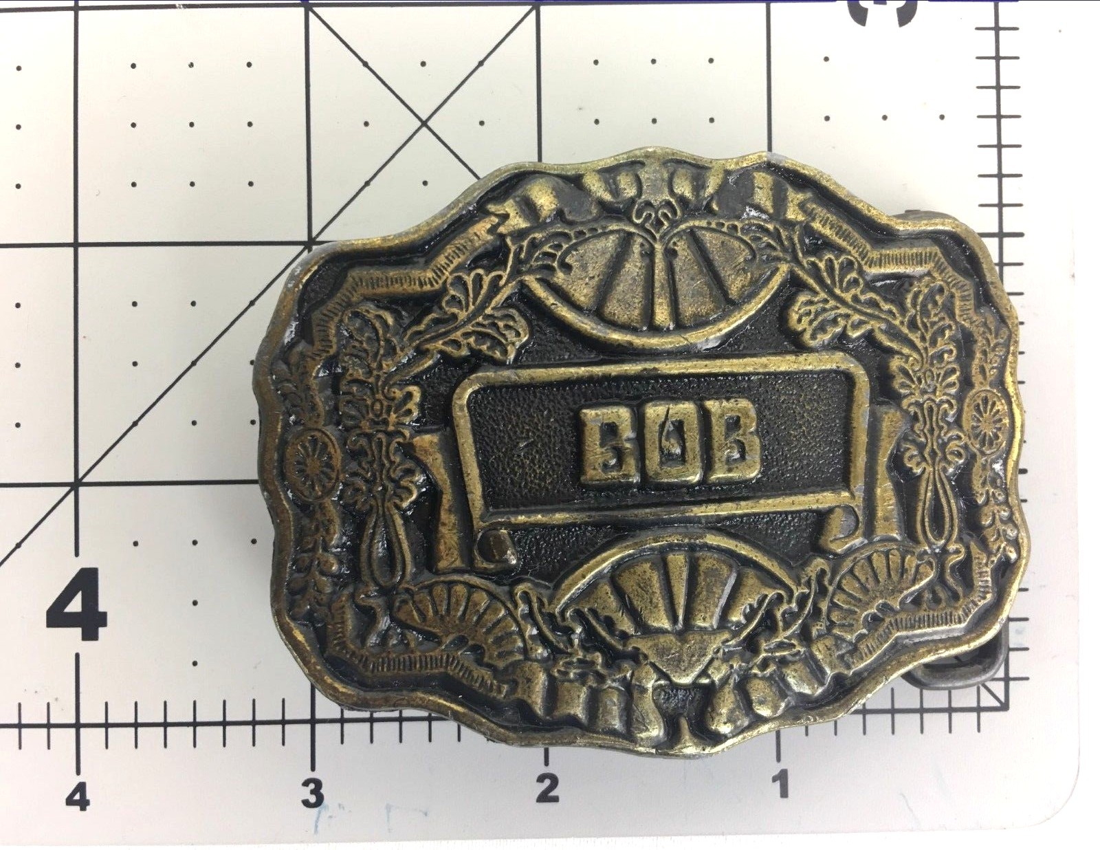 Oden Belt Buckle Vintage Personalized Bob Brass Color Raised Designed
