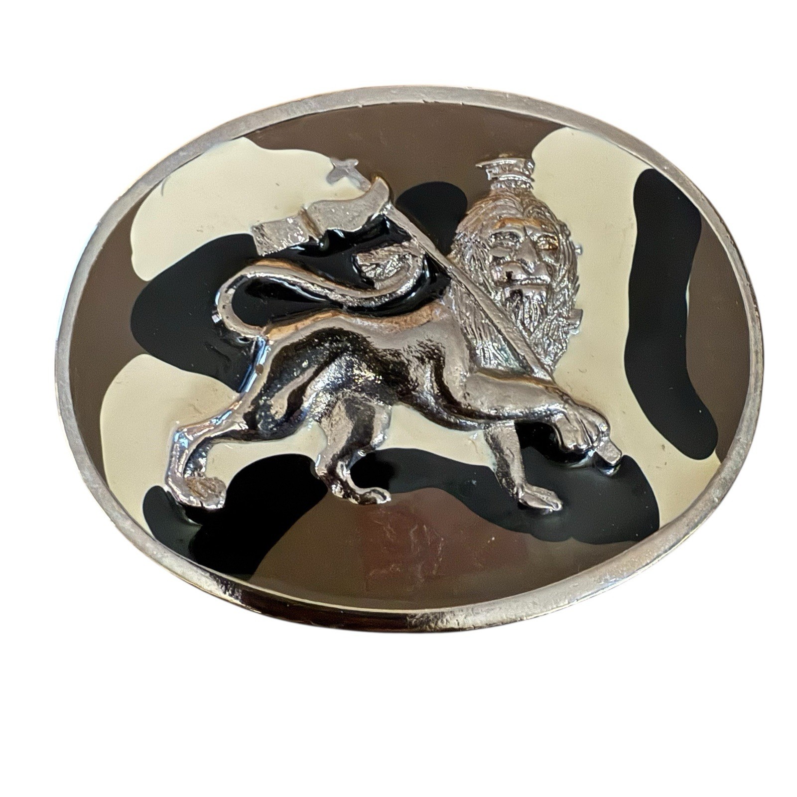 Lion of Judah Rastafarian Belt Buckle Staff Ethiopian Culture Jamaica Rasta