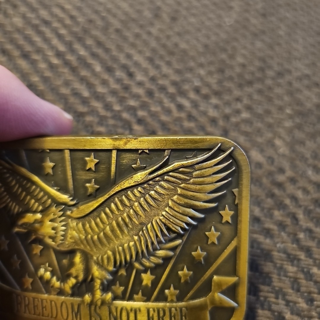 Freedom Is Not Free Brass Belt Buckle Eagle Stars Strips By Sponsor2014 2&Prime;Belt/W